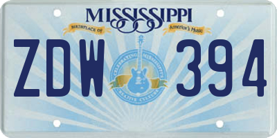 MS license plate ZDW394