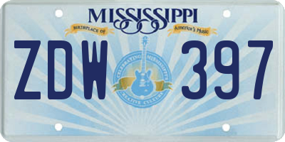 MS license plate ZDW397