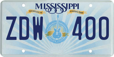 MS license plate ZDW400