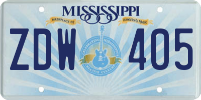 MS license plate ZDW405