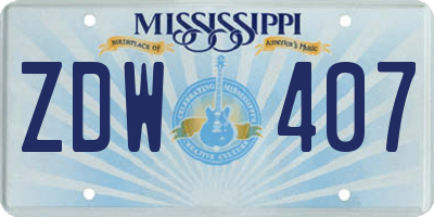 MS license plate ZDW407
