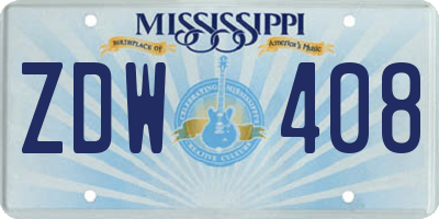 MS license plate ZDW408