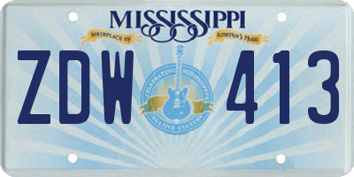 MS license plate ZDW413