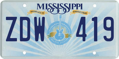 MS license plate ZDW419