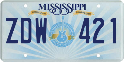 MS license plate ZDW421