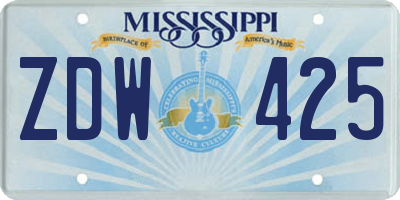 MS license plate ZDW425