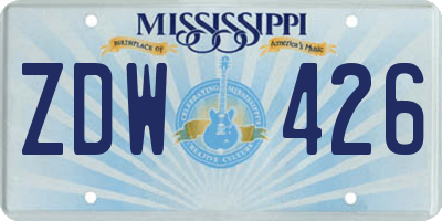 MS license plate ZDW426