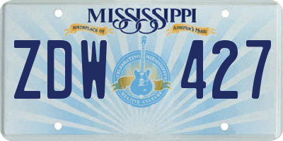 MS license plate ZDW427