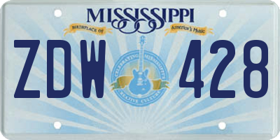 MS license plate ZDW428