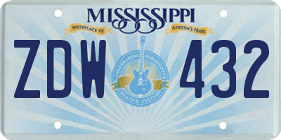 MS license plate ZDW432
