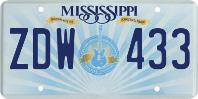 MS license plate ZDW433
