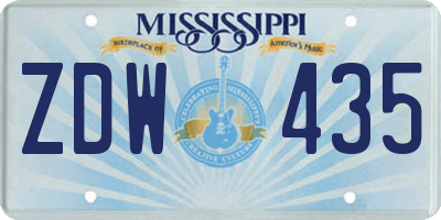 MS license plate ZDW435