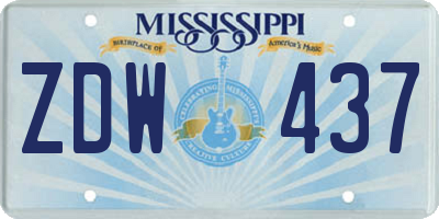 MS license plate ZDW437