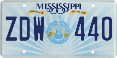 MS license plate ZDW440
