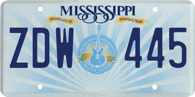 MS license plate ZDW445