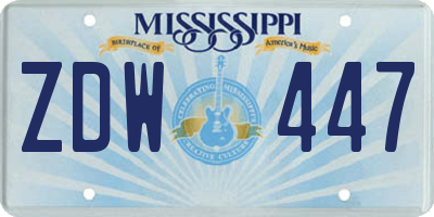 MS license plate ZDW447