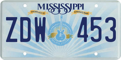 MS license plate ZDW453