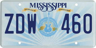 MS license plate ZDW460