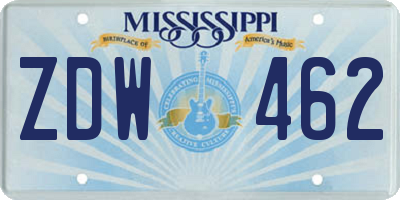 MS license plate ZDW462