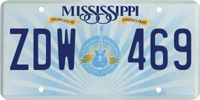 MS license plate ZDW469