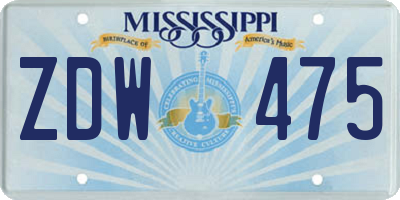 MS license plate ZDW475