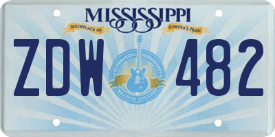 MS license plate ZDW482