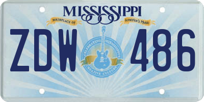 MS license plate ZDW486