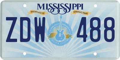 MS license plate ZDW488