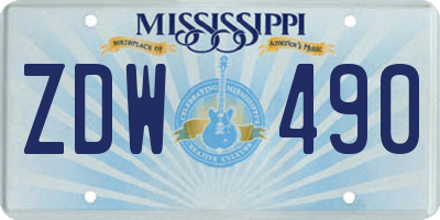 MS license plate ZDW490
