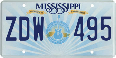 MS license plate ZDW495