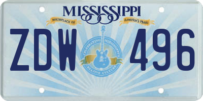 MS license plate ZDW496