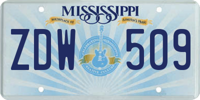 MS license plate ZDW509