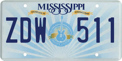 MS license plate ZDW511
