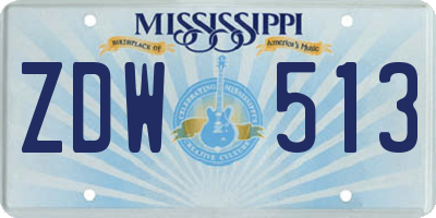 MS license plate ZDW513