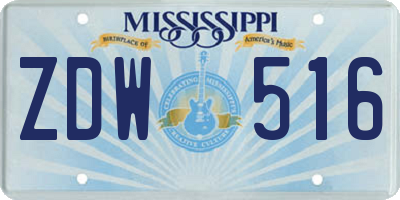 MS license plate ZDW516