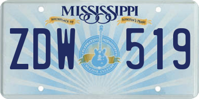 MS license plate ZDW519