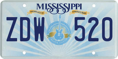 MS license plate ZDW520