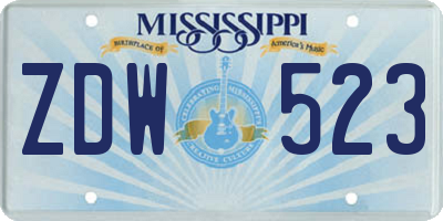 MS license plate ZDW523