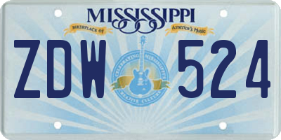 MS license plate ZDW524