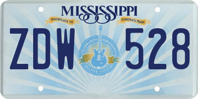 MS license plate ZDW528