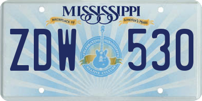 MS license plate ZDW530