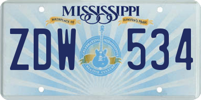 MS license plate ZDW534