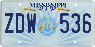 MS license plate ZDW536