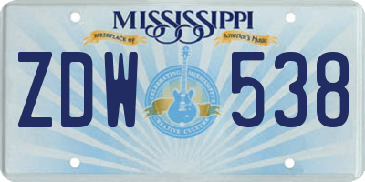 MS license plate ZDW538