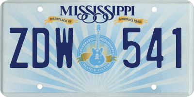MS license plate ZDW541