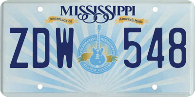 MS license plate ZDW548