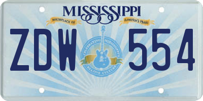 MS license plate ZDW554