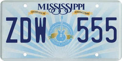 MS license plate ZDW555