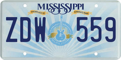 MS license plate ZDW559