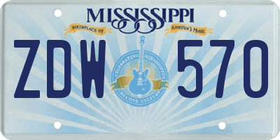 MS license plate ZDW570